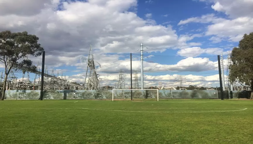 Soccer field with CCI soccer goal netting